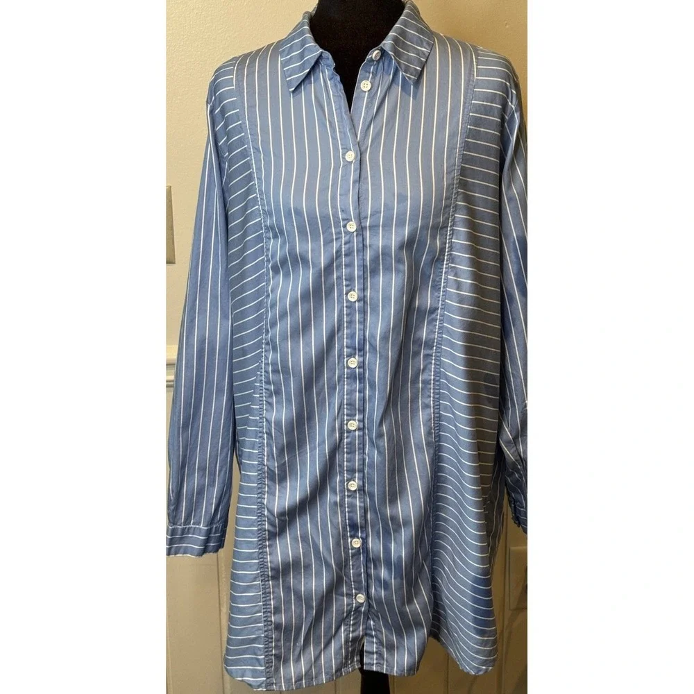 Nation LTD Button Down Shirt Dress S Pima Cotton Cover Up Coastal Resort Wear - Picture 12 of 12